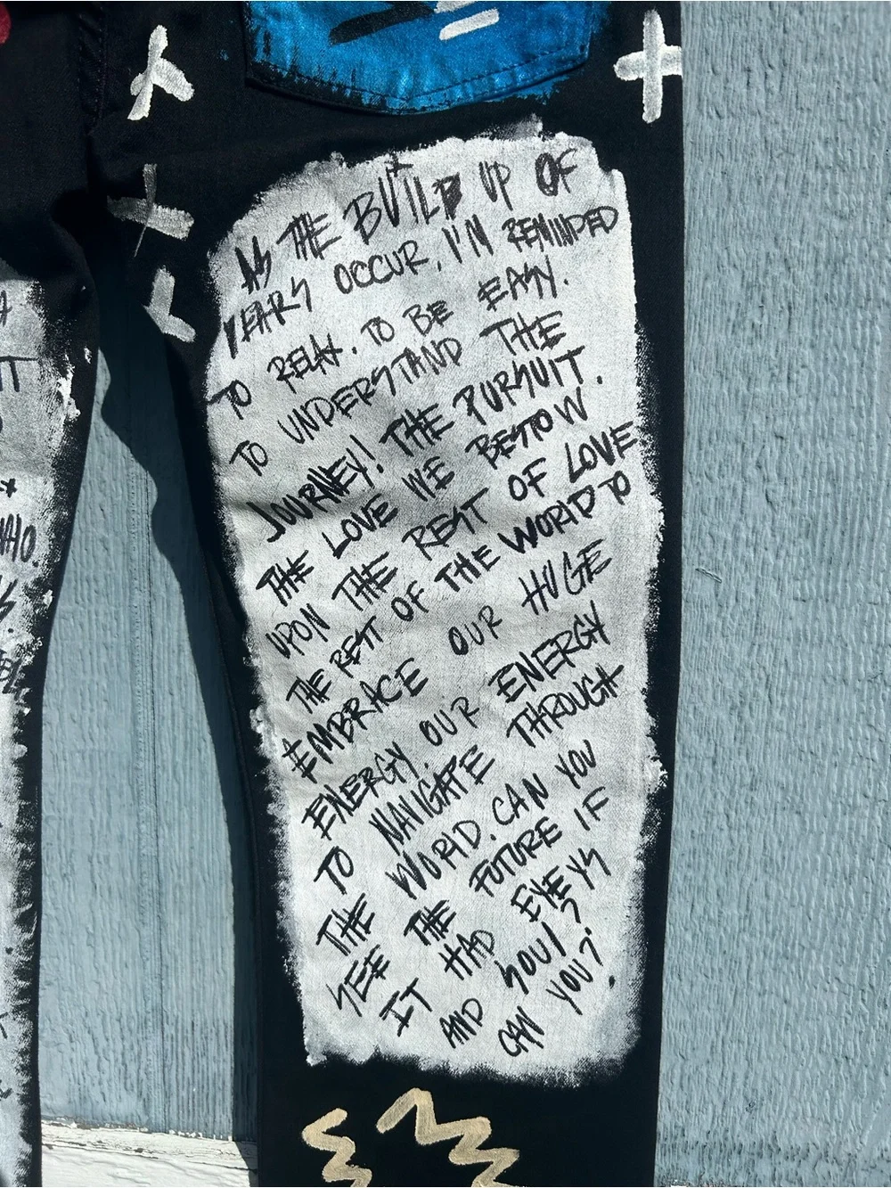 Hand-Painted Black Skinny Jeans with Blue & Pink Graffiti on Levi 510 jeans New